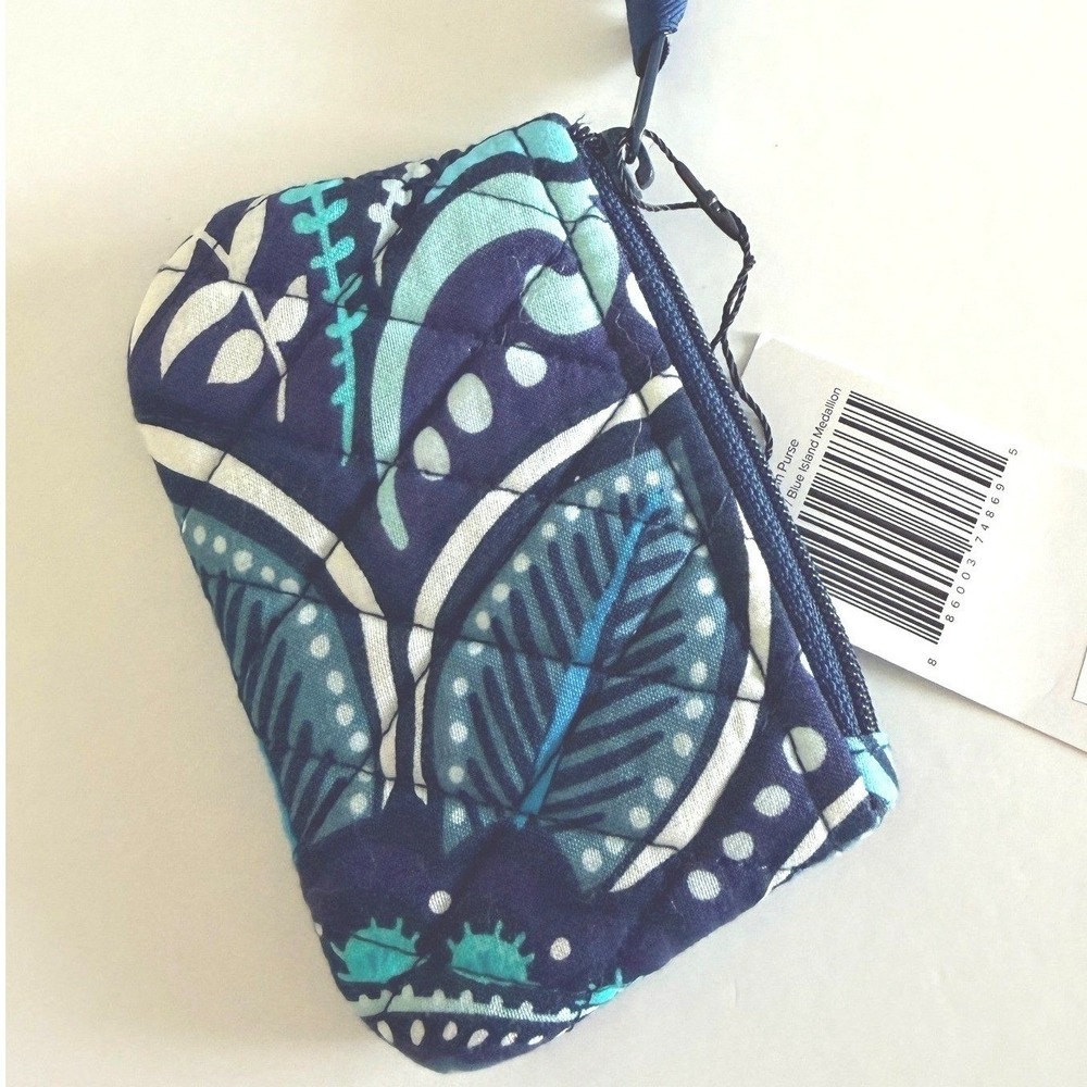 Vera Bradley Coin Purse Blue Island Medallion Quilted Cotton Wallet Boho New - Picture 2 of 5